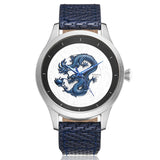 Montre dragon<br> Bracelet Cuir Noir - Dragon-chinois