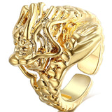 Chevalière Dragon<br> Tête de Dragon "Or" - Dragon-chinois