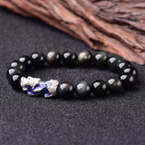 Bracelet Dragon<br> Obsidien "Argent' - Dragon-chinois