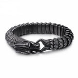 Bracelet Dragon<br> Maille Serrée en Relief "Acier" - Dragon-chinois