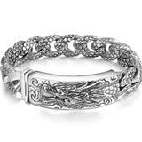 Bracelet Dragon<br> Gourmette Gravé "Argent" - Dragon-chinois