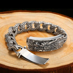 Bracelet Dragon<br> Gourmette Gravé "Argent" - Dragon-chinois