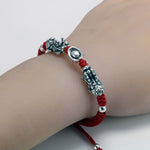 Bracelet Dragon<br> Rouge Tressé pour Homme " Argent" - Dragon-chinois