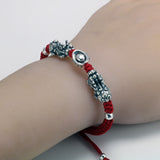 Bracelet Dragon<br> Rouge Tressé pour Homme " Argent" - Dragon-chinois