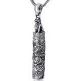 Pendentif Dragon<br> Pilier de Sagesse "Argent" - Dragon-chinois