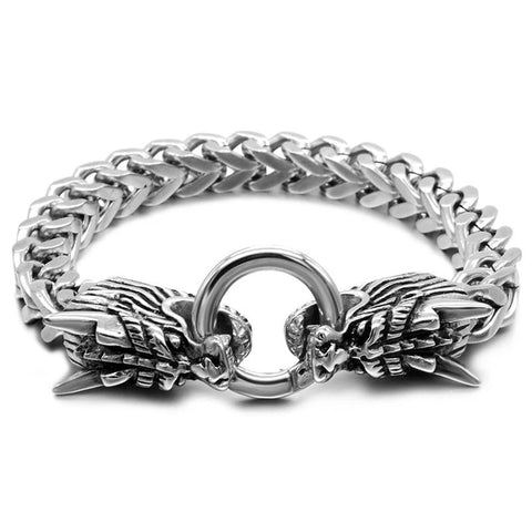 Bracelet Dragon<br> Maille Palmier "Acier" - Dragon-chinois