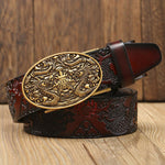 Ceinture Dragon<br> Vernis Rouge en Cuir - Dragon-chinois