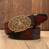 Ceinture Dragon<br> Vernis Rouge en Cuir - Dragon-chinois