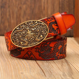 Ceinture Dragon<br> Vernis Rouge en Cuir - Dragon-chinois