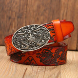 Ceinture Dragon<br> Vernis Rouge en Cuir - Dragon-chinois