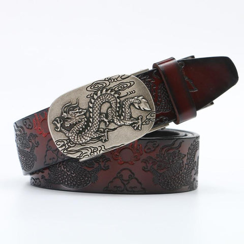 Ceinture Dragon<br> Cuir Boucle Or - Dragon-chinois