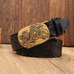 Ceinture Dragon<br> Cuir Boucle Or - Dragon-chinois