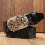 Ceinture Dragon<br> Cuir Boucle Or - Dragon-chinois