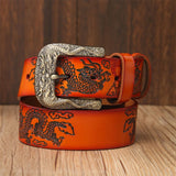 Ceinture Dragon<br> Cuir Gravée - Dragon-chinois