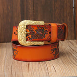 Ceinture Dragon<br> Cuir Gravée - Dragon-chinois