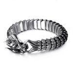 Bracelet Dragon<br> Maille Serrée en Relief "Acier" - Dragon-chinois