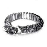 Bracelet Dragon<br> Maille Serrée en Relief "Acier" - Dragon-chinois