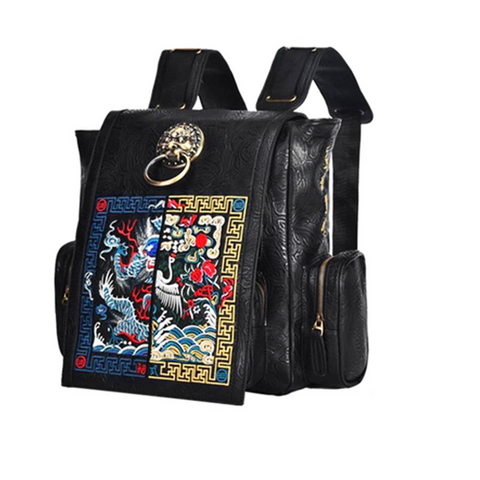 Sac à Dos Dragon<br> Cuir Noir - Dragon-chinois
