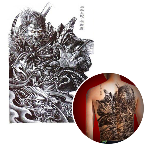 Tatouage Éphémère<br> Singe et Dragon "Dos" - Dragon-chinois